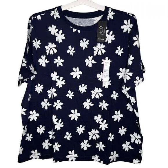 Original Use L XL navy blue short sleeve floral shirt - Picture 1 of 4